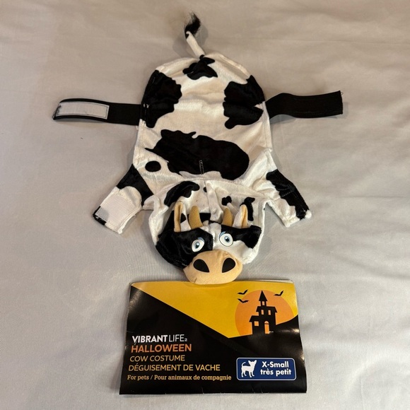 Vibrant Life black & white cow-print Halloween costume for dog or cat Size XS - Picture 2 of 9